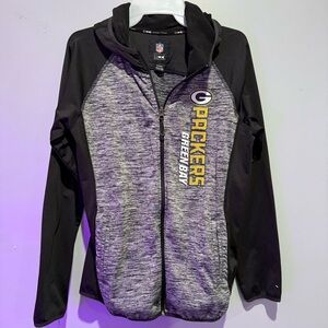 Green Bay Packers Women's Black and Gray Hoodie